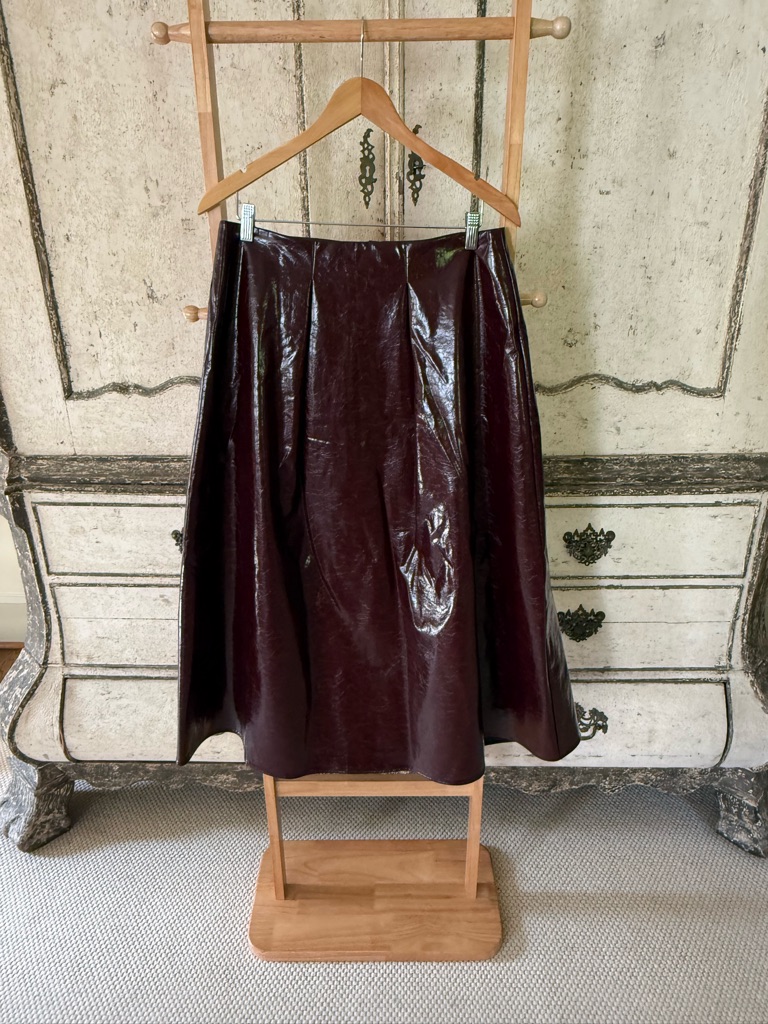 Hunter Bell Gorgeous Pleather Oxblood Color Full Long Skirt.